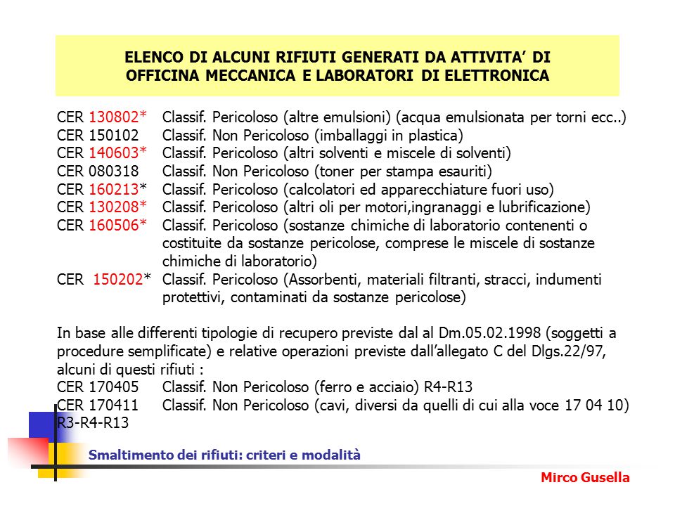 Smaltimento dei rifiuti criteri e modalit ppt scaricare